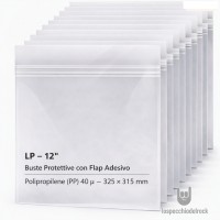 MUSIC MAT - Buste esterne per vinile LP - "FLAP Adesivo SI" - PP 40 mµ - 100 pz MUSIC MAT - Buste esterne per vinile LP - "FLAP Adesivo SI" - PP 40 mµ - 100 pz