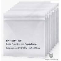 MUSIC MAT - Buste esterne per vinile LP - DLP -"FLAP Adesivo SI" PP 100µ 325 × 320 mm - 50.pz