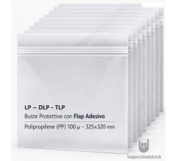 MUSIC MAT - Buste esterne per vinile LP - DLP -"FLAP Adesivo SI" PP 100µ 325 × 320 mm - 50.pz