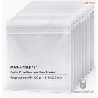 MUSIC MAT - Buste esterne per vinile MAX SINGLE - FLAP Adesivo"SI" - PP 100µ - 50 pz