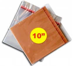 Buste esterne per dischi vinili 10"Inch - PP 60 mµ con flap adesivo  (Conf. 25 pz)