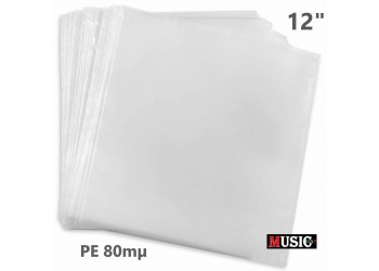Buste esterne / Plastic sleeve per vinili LP, DLP, 12" / PE 80 mµ / Qtà.50