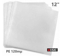 Buste esterne / Plastic sleeve per vinili LP, DLP, 12" / PE 120 mµ / Qtà.50