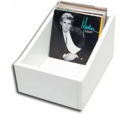 Box da tavolo in legno MDF / Colore Bianco / Contiene 150 dischi 45 giri 
