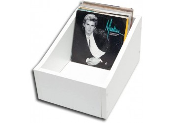 MUSIC MAT - Box da tavolo in legno MDF, Colore Bianco,  Contiene 150 dischi 45 giri 