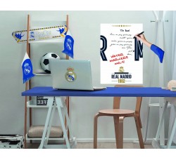 Real  Madrid Lavagna Adesiva, Modello Logo Real, PVC, Bianco, 0.1x49x68.5 cm