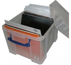 REALLY USEFUL Box L35XL Contenitore  Antiurto in PVC trasparente per 95/100 dischi vinile 12"/LP