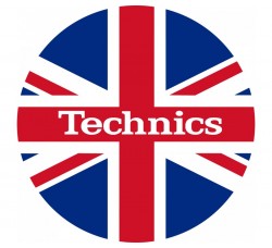 TECHNICS TAPPETINO SLIPMAT per Giradischi in feltro antistatico - Grafica UK  FLAG logo Bianco