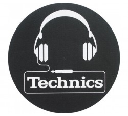 TECHNICS TAPPETINO SLIPMAT per Giradischi in feltro antistatico - Grafica CUFFIE logo Nero