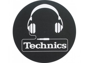 TECHNICS TAPPETINO SLIPMAT per Giradischi in feltro antistatico - Grafica CUFFIE logo Nero