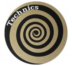 TECHNICS TAPPETINO SLIPMAT per Giradischi in feltro antistatico - Grafica SPIRALE  logo Gold