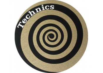 TECHNICS TAPPETINO SLIPMAT per Giradischi in feltro antistatico - Grafica SPIRALE  logo Gold