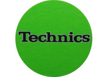 TECHNICS TAPPETINO SLIPMAT per Giradischi in feltro antistatico - Grafica VERDE  logo Nero