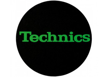 TECHNICS TAPPETINO SLIPMAT per Giradischi in feltro antistatico - Grafica NERO logo Verde