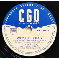 Jula De Palma - Souvenir D Italy - L Oro 78 Giri CGD PV. 2025  Anno 1954
