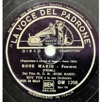 Roy Fox - Indian Love Call - Rose Marie 78 Giri La Voce Del Padrone  GW 1298 Anno 1943
