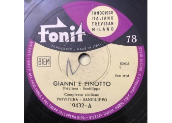 Complesso Siciliano Privitera - Sanfilippo,  Gianni e Pinotto, American Hostess 10", 78 RPM, Uscita: 1954