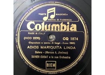 Xavier Cugat And His Orchestra ,Papa Knows (Papai Sabe)  Adios, Mariquita Linda, 10", 78 RPM, Uscita: 1949