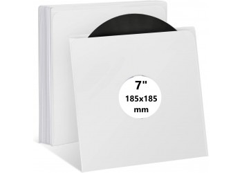 COPERTINE CARTONE 300gr dim.185X185 per dischi 7"/ 45 Giri colore BIANCO con foro Conf.20.pezzi