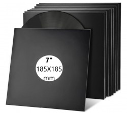 MUSIC MAT - Copertine per dischi 45 giri, cartoncino 300gr colore NERO con foro dim.185X185 (conf. 20.pezzi)