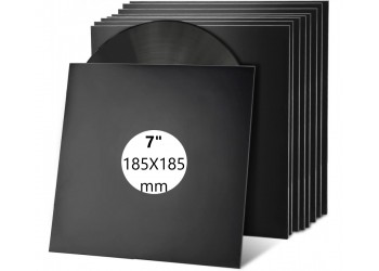 MUSIC MAT - Copertine per dischi 45 giri, cartoncino 300gr colore NERO con foro dim.185X185 (conf. 20.pezzi)