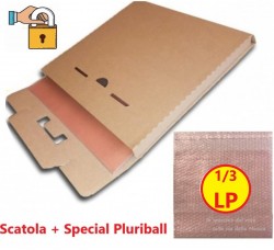 Scatola di cartone Kraft per spedire di (3) dischi LP/12" con busta pluriball antistatica