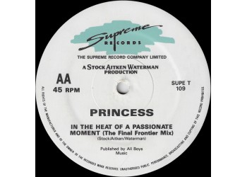 Princess – In The Heat Of A Passionate Moment, Vinyl, 12", 45 RPM, Anno 1986 