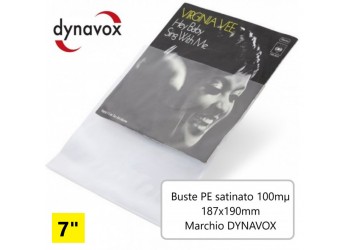 DYNAVOX - BUSTE ESTERNE PE100 mµ satinate, dim.187x190mm dischi Vinili 7" Inch (50 buste) 