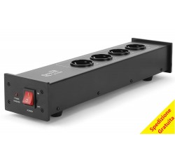 DYNAVOX - X1000 Filtro di rete HiFi, Multipresa con 4 slot filtrati, Spia LED per posizione corretta di fase (silver)  