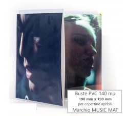 MUSIC MAT - BUSTE ESTERNE per dischi 45 giri apribili due tasche, PPL.140.mµ dim.190x190.mm, 5 pezzi