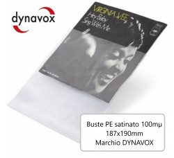 DYNAVOX - BUSTE ESTERNE PE100 mµ satinate, dim.187x190mm dischi Vinili 7" Inch - 50 pezzi 