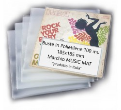 MUSIC MAT - BUSTE ESTERNE PE100 mµ, dim.185x185.mm per dischi Vinili 45 Giri 7" Inch - 50 Pezzi