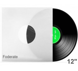 MUSIC MAT - BUSTE INTERNE per LP/12” FODERATE bianche, 90g, angoli RETTI (25 buste)