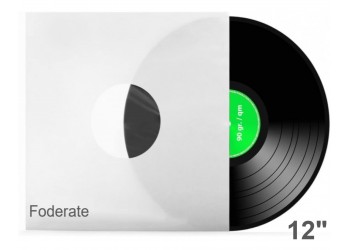 MUSIC MAT - BUSTE INTERNE per LP/12” FODERATE bianche, 90g, angoli RETTI (25 buste)