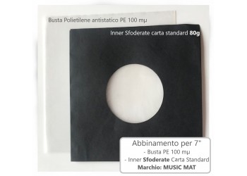 MUSIC MAT - Abbinamento per dischi 7" (25) Inner Sfoderate + (25) Buste PE 100 mµ 