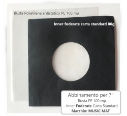 MUSIC MAT - Abbinamento per dischi 7" (25) Inner Foderate +  (25) Buste PE 100 mµ 