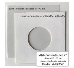 MUSIC MAT - Abbinamento per dischi vinile 7" (25) Inner Carta Patinata 140g + (25) Buste  PE 100 mµ 