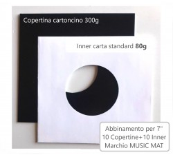 MUSIC MAT - Abbinamento (10) Copertine  Nere + (10)  Inner carta standard  per dischi 7" pollici 