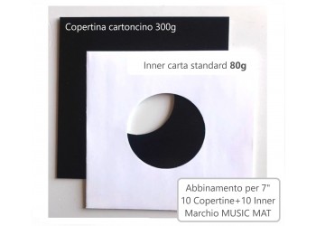 MUSIC MAT - Abbinamento (10) Copertine  Nere + (10)  Inner carta standard  per dischi 7" pollici 