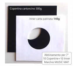 MUSIC MAT - Abbinamento (10) Copertine  Nere  + (10) Inner carta Patinata  per dischi 7" pollici 