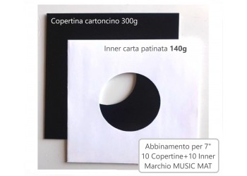 MUSIC MAT - Abbinamento (10) Copertine  Nere  + (10) Inner carta Patinata  per dischi 7" pollici 