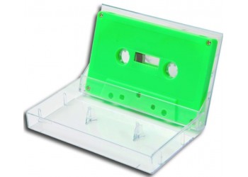 MUSICMAT - Custodie per musicassette trasparente con perni - dim: 10,9 x 6,9 x 1,55 cm -10 pz