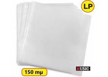 Buste esterne MUSIC MAT dischi vinili LP, 12" Inch PE 150 mµ, 325x325mm,  cod.23046