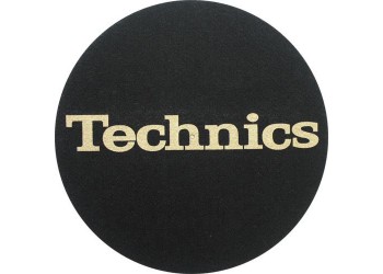 TECHNICS TAPPETINO SLIPMAT per Giradischi in feltro antistatico - Grafica NERO logo Oro