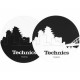 TECHNICS 20103162 -Tappetino per Giradischi feltro antistatico con Grafica SKYLINE TOKIO logo Nero (coppia) 
