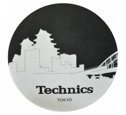 TECHNICS TAPPETINI SLIPMAT per Giradischi in feltro antistatico - Grafica SKYLINE TOKIO logo Nero (coppia) 