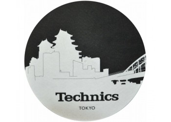 TECHNICS 20103162 -Tappetino per Giradischi feltro antistatico con Grafica SKYLINE TOKIO logo Nero (coppia) 