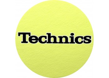 TECHNICS TAPPETINO SLIPMAT per Giradischi in feltro antistatico - Grafica GIALLO logo Nero