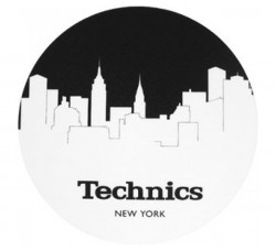 TECHNICS TAPPETINI SLIPMAT per Giradischi in feltro antistatico - Grafica SKYLINE N.Y logo Nero (coppia) 