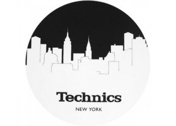 TECHNICS TAPPETINI SLIPMAT per Giradischi in feltro antistatico - Grafica SKYLINE N.Y logo Nero (coppia) 